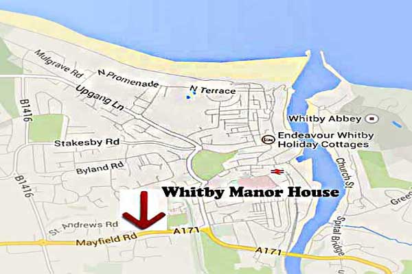 Whitby Manor House location map only a short walk into Whitby.