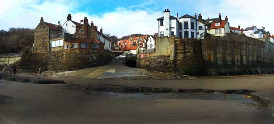 Robin hoods Bay from the beach looking towards the harbour