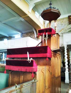 The three tier pulpit inside St Marys Church 